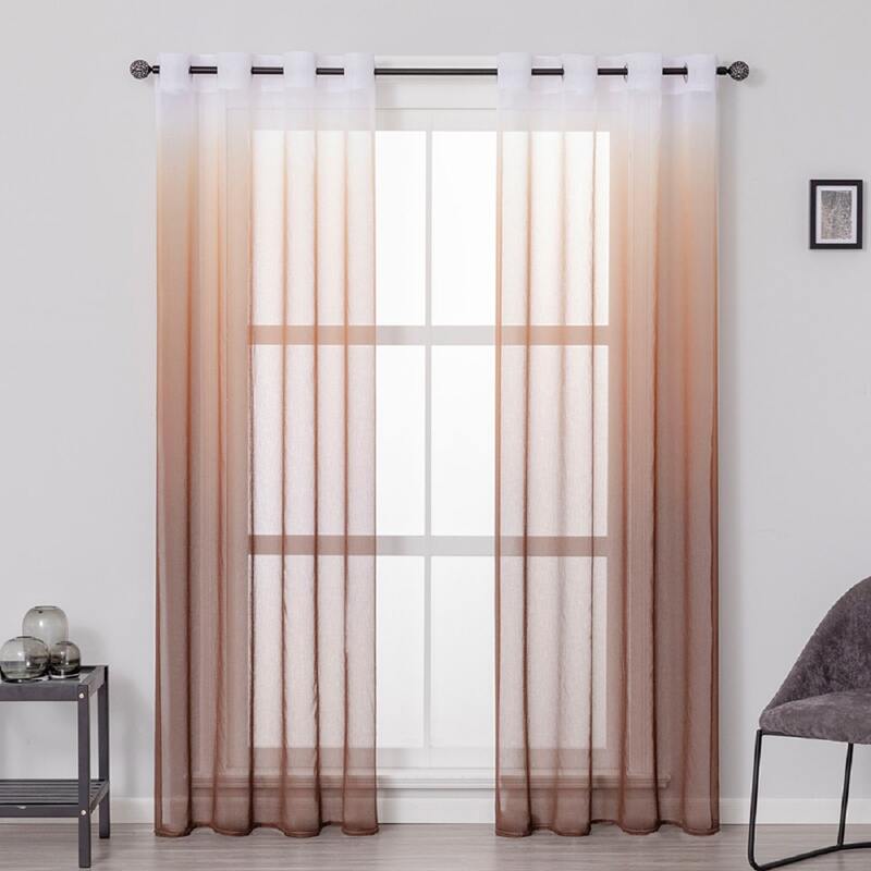 

1pc Gradient Color Curtain, Brown