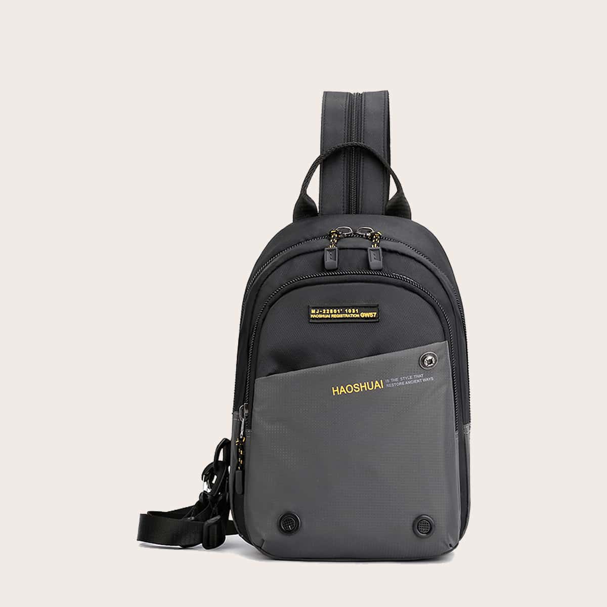 

Guys Letter Graphic Sling Bag, Grey