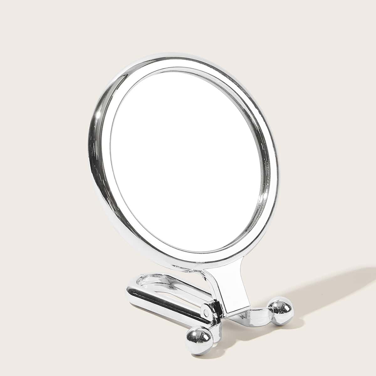 

1pc Round Makeup Mirror, Silver