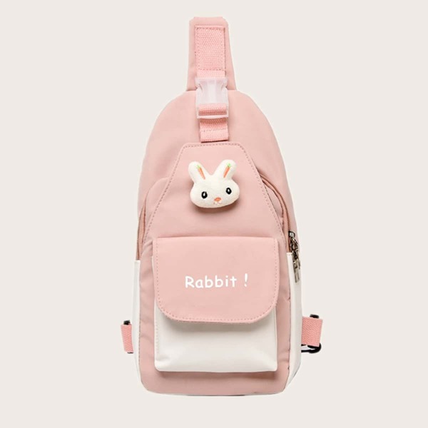 

Girls Letter Graphic Sling Bag, Pink