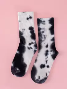 Tie Dye Pattern Socks, Fall Socks - Black and White - View 1