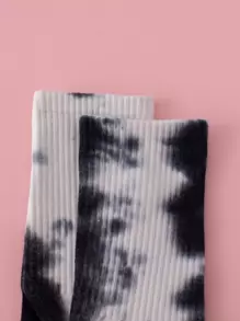 Tie Dye Pattern Socks, Fall Socks - Black and White - View 2