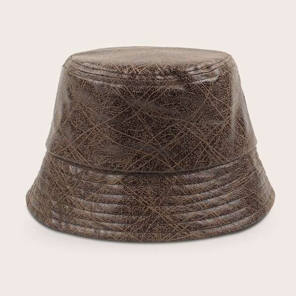 

Simple PU Bucket Hat, Coffee brown