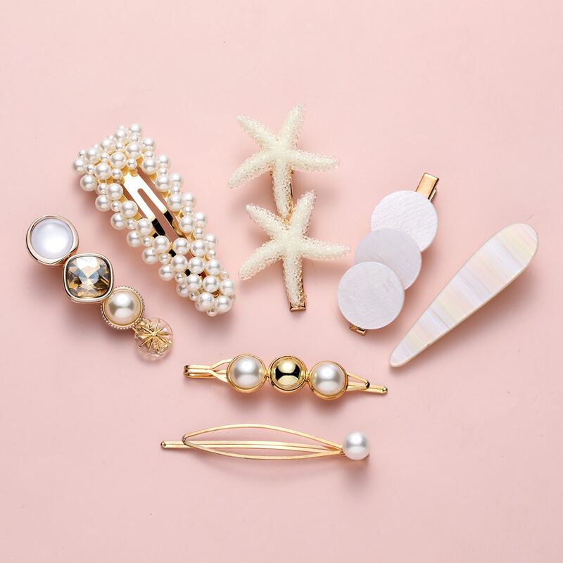 

7pcs Faux Pearl Decor Hair Clip, Multicolor