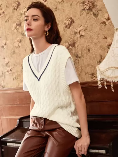 Трикотажный топ с v-образным воротником