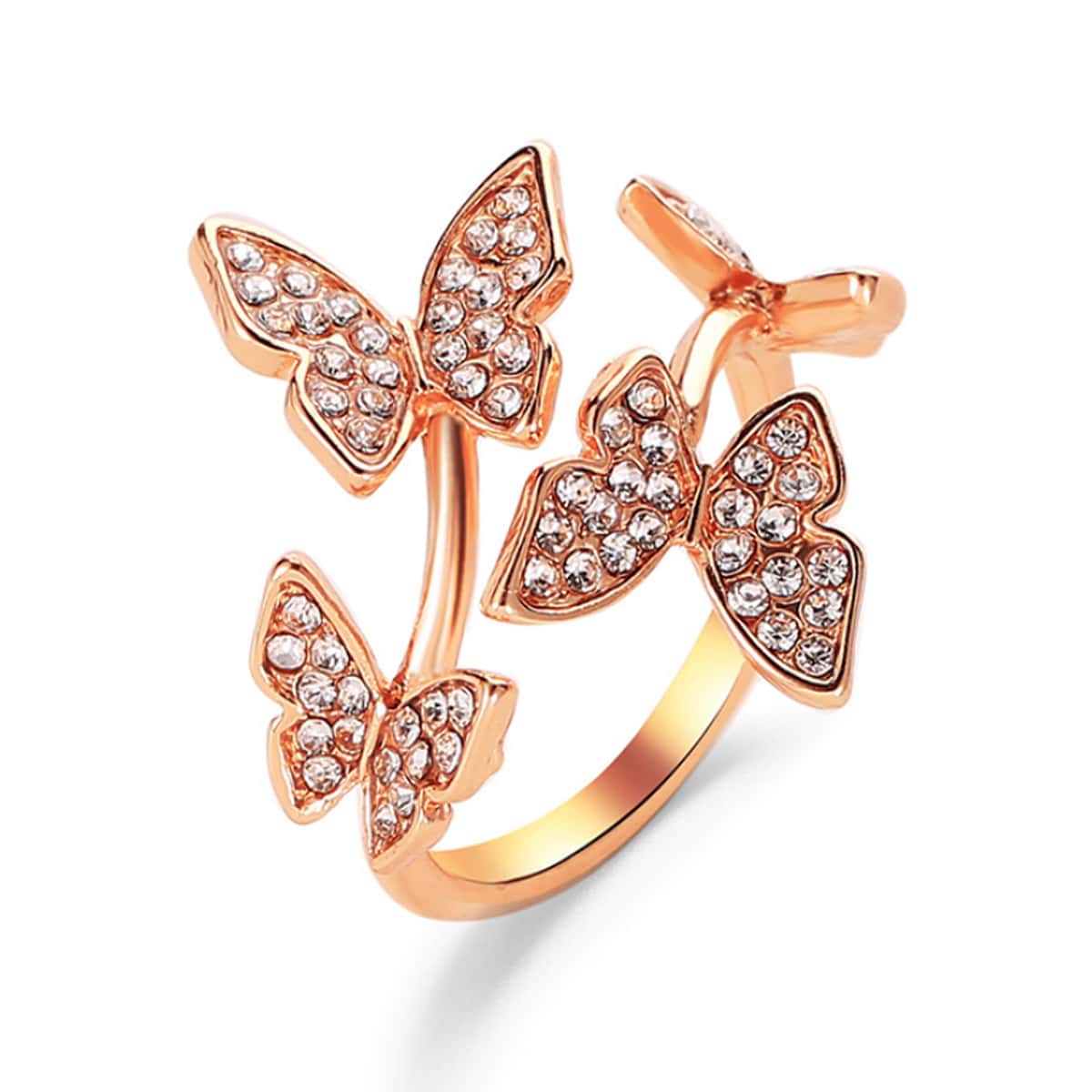 

Rhinestone Butterfly Ring, Gold