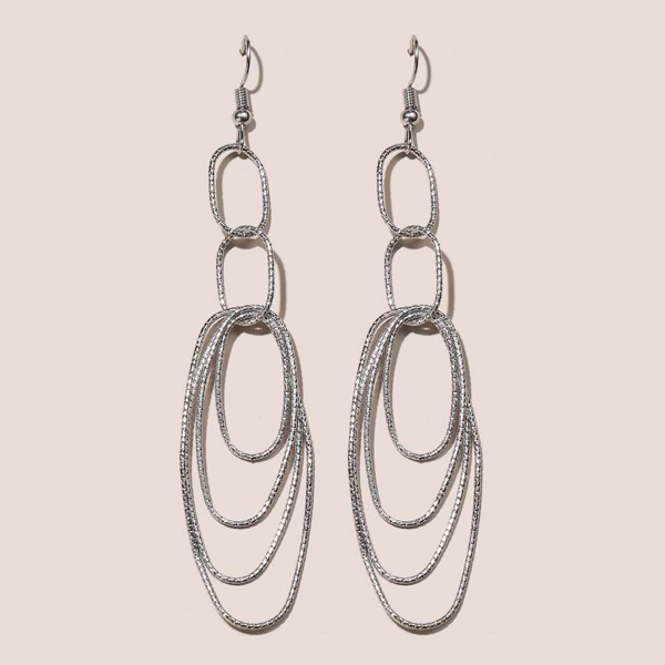 

Oval Link Charm Drop Earrings, Silver