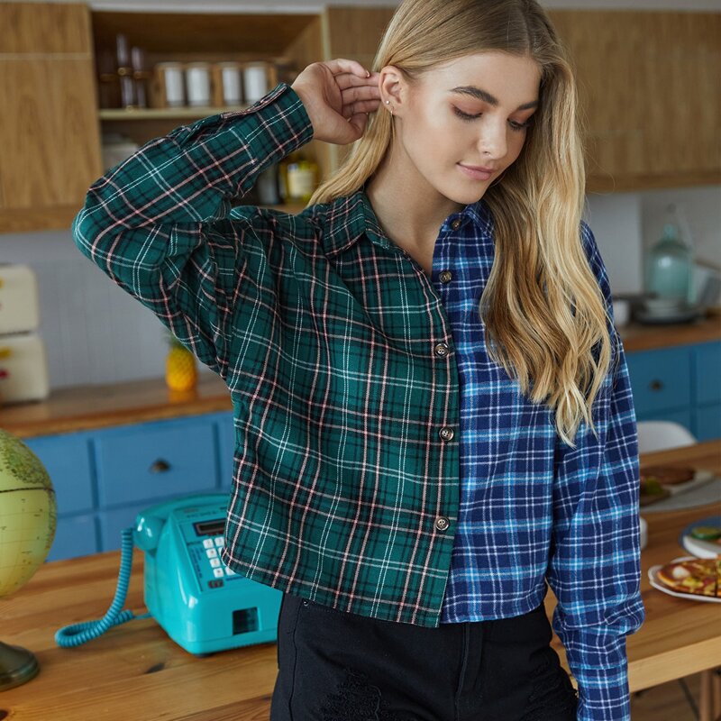 

Colorblock Plaid Shirt, Multicolor