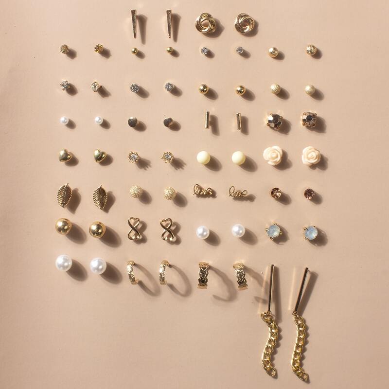 

30pairs Flower & Leaf Earrings, Multicolor