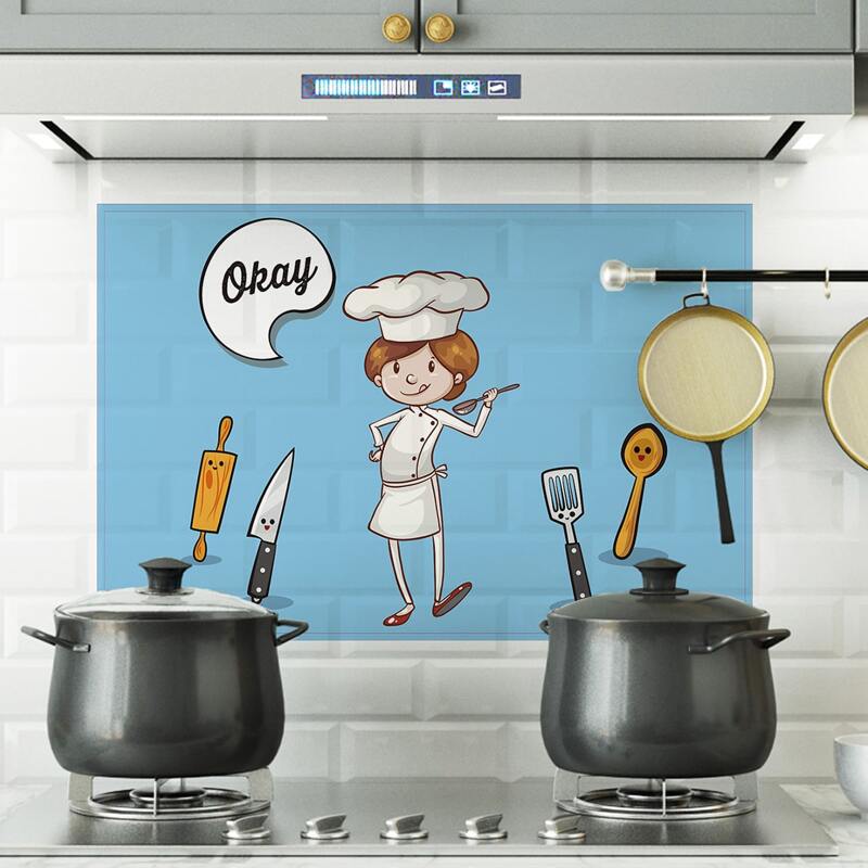 

Cartoon Graphic Oil-proof Wall Sticker, Multicolor
