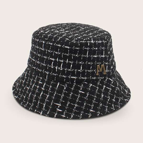 

Letter Decor Bucket Hat, Black