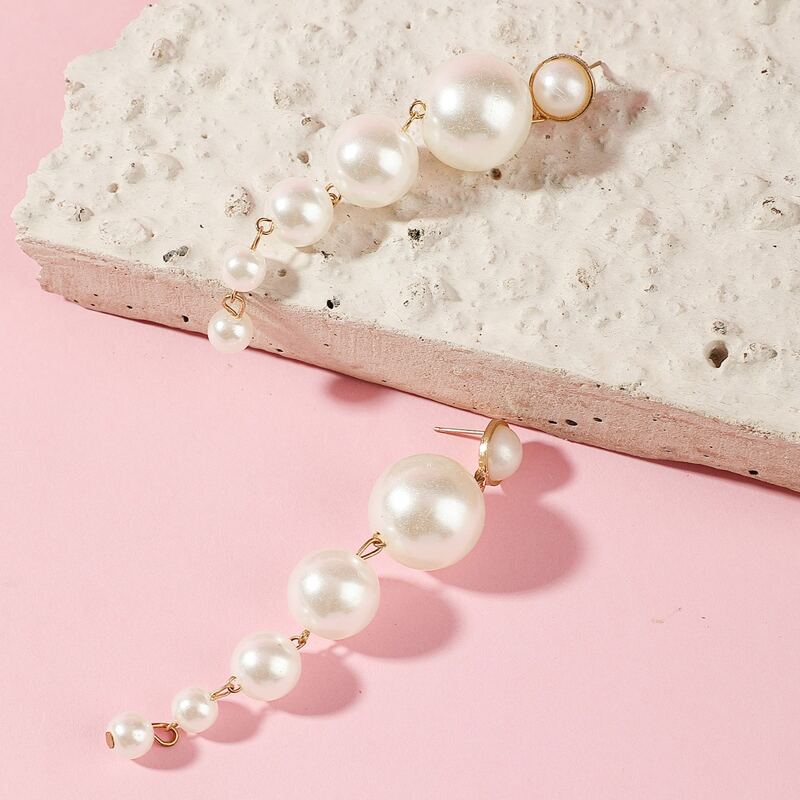 

Faux Pearl Drop Earrings, White