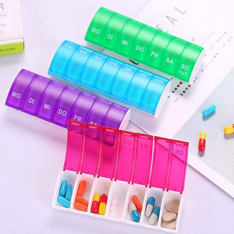 

1pc Random Color 7 Grid Pill Box, Multicolor