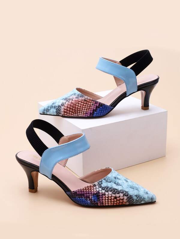 snakeskin slingback pumps