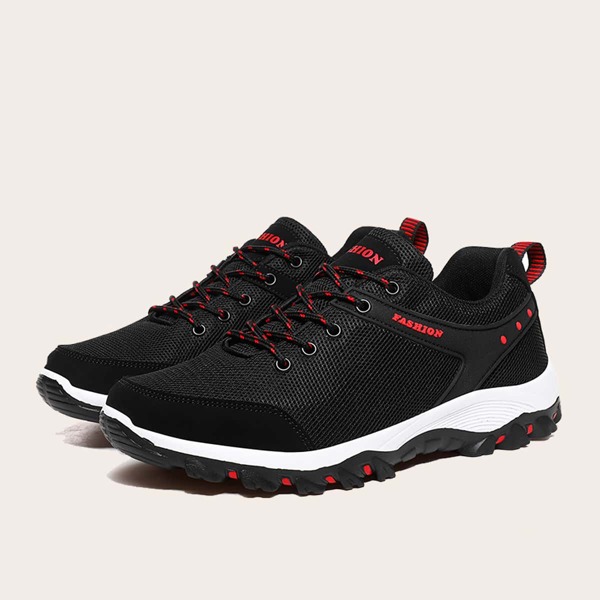 

Men Lace-up Front Mesh Sneakers, Black