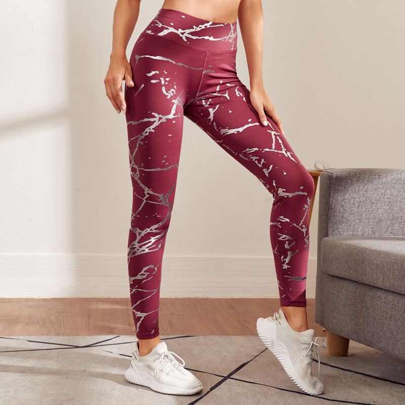 

Wide Band Waist Sports Leggings, Rose red