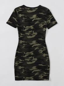 SHEIN Unity Notch Neck Camo Dress - Multicolor - View 2