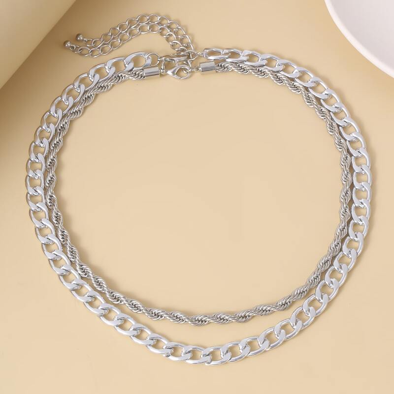 

2pcs Chain Necklace, Silver
