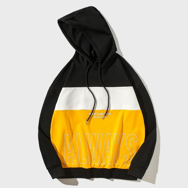 

Men Cut And Sew Letter Graphic Hoodie, Multicolor