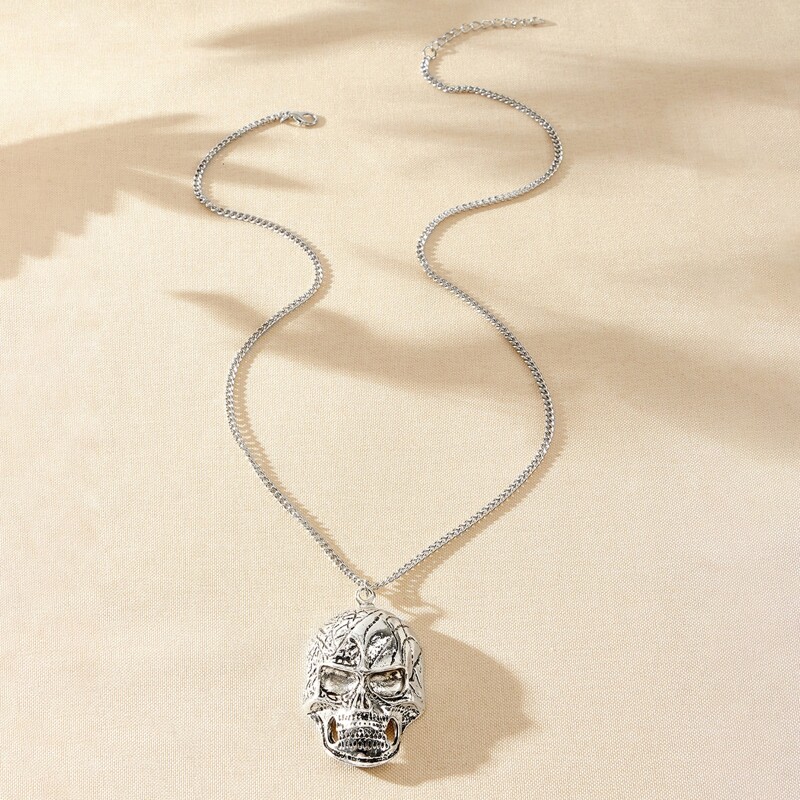 

Skeleton Pendant Necklace, Silver