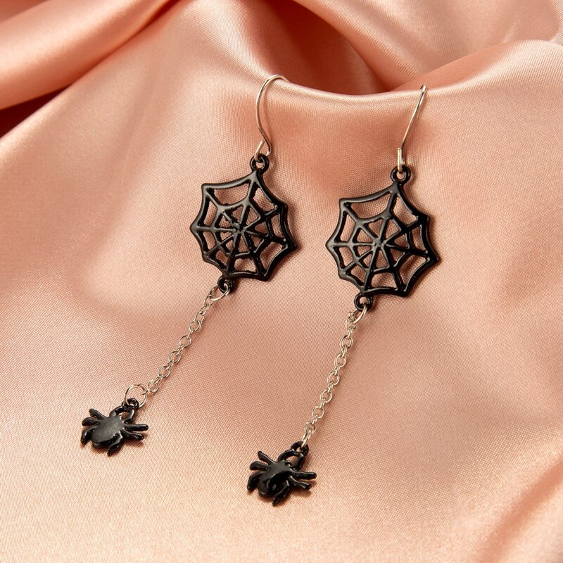 

Halloween Spider Charm Drop Earrings, Black