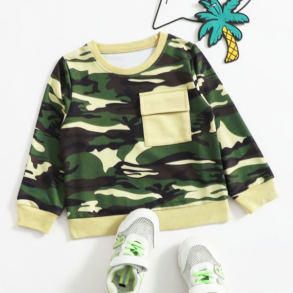 

Toddler Boys Camo Print Flap Pocket Sweatshirt, Multicolor