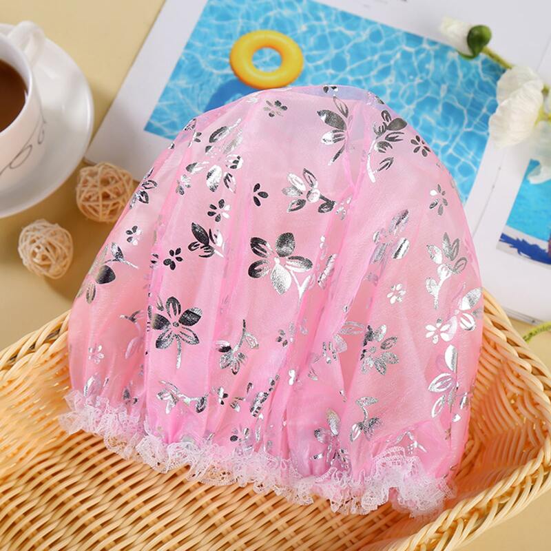 

Flower Print Shower Cap, Pink