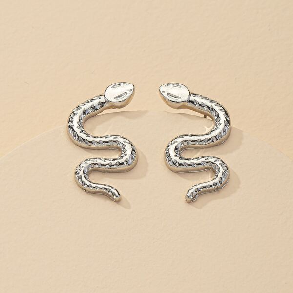 

Serpentine Shaped Stud Earrings, Silver