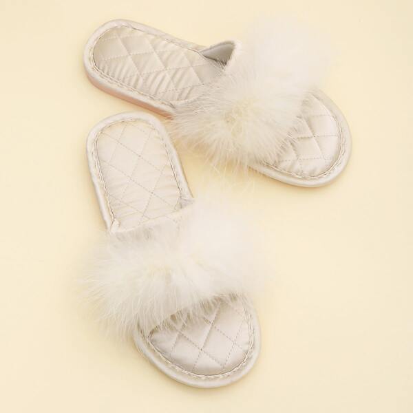 

Faux Fur Decor Sliders, Beige