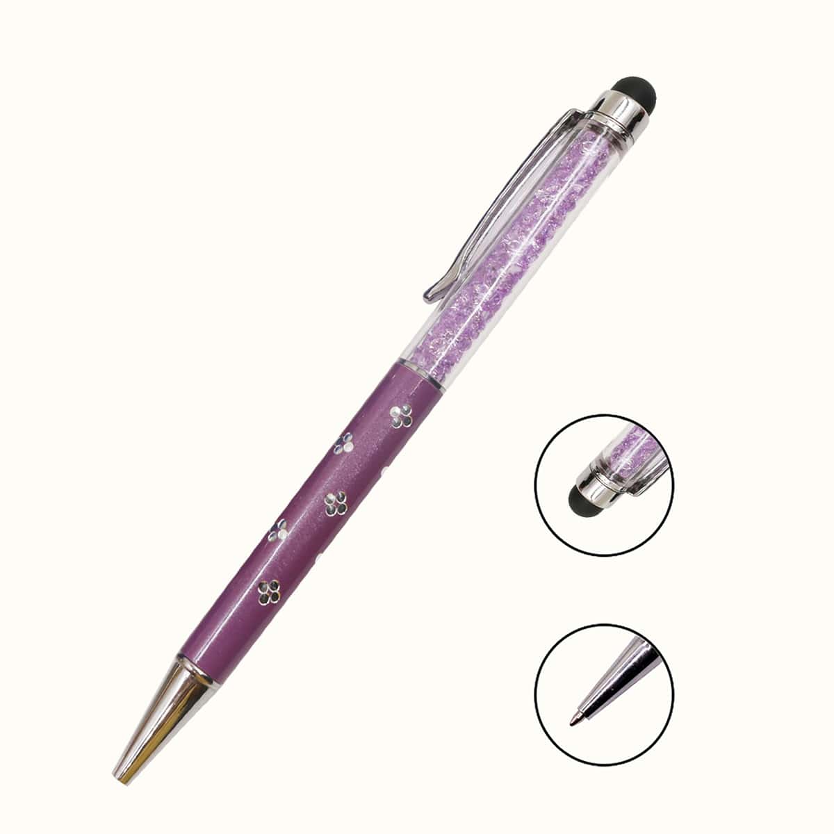 

1pc Multifunctional 2 In 1 Ballpoint Pen & Stylus Pen, Purple