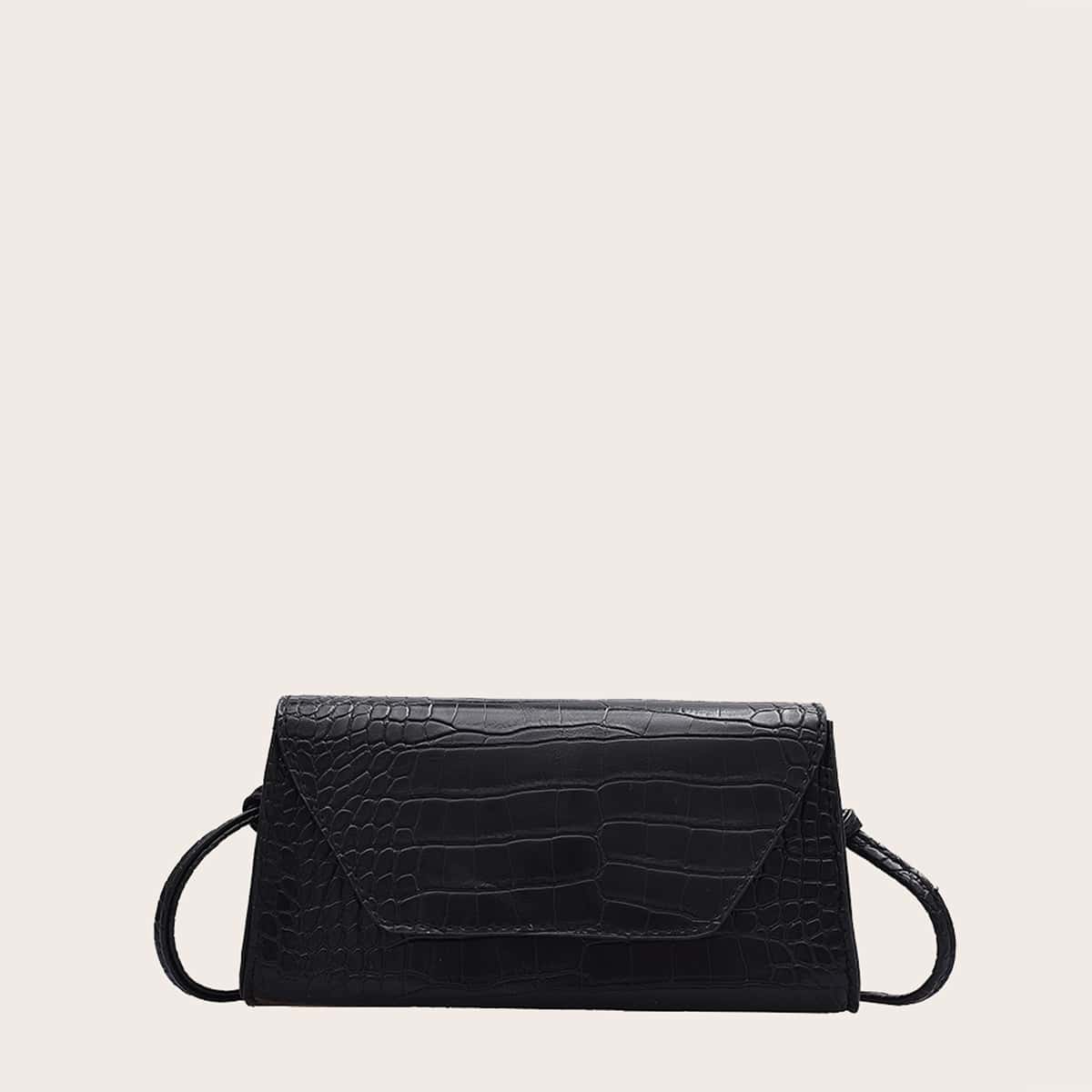 

Croc Embossed Crossbody Bag, Black