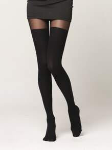 Simple Plain Black Tights For Women, Cozy - Clear - View 1
