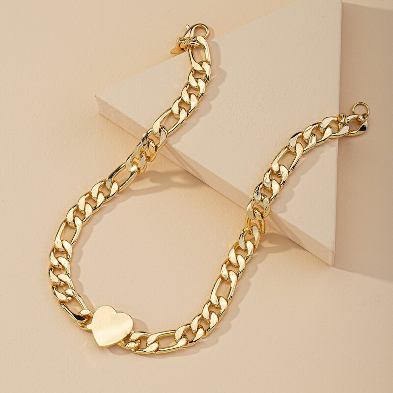 

Heart Decor Chain Choker, Gold