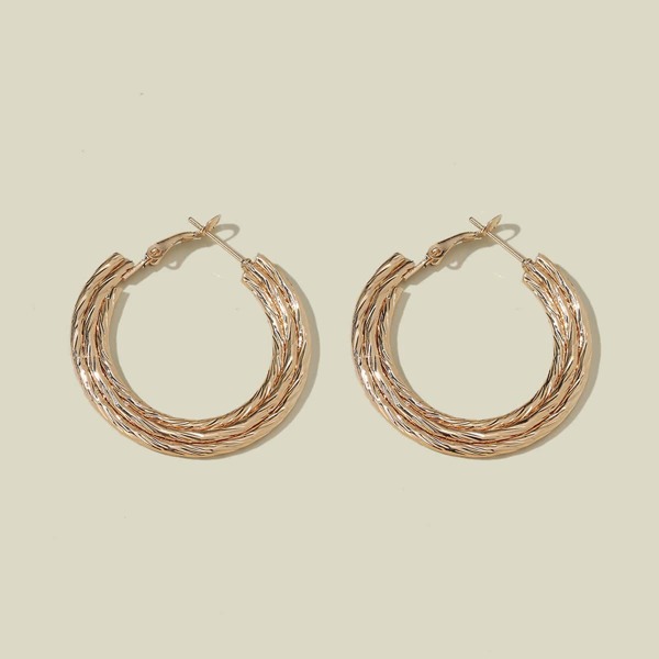

Textured Metal Hoop Earrings, Gold