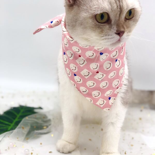 

1pc Cat Cartoon Graphic Triangle Bib, Pink