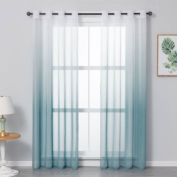 

1pc Gradient Color Curtain, Blue