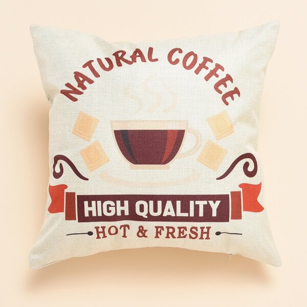 

Coffee Print Cushion Cover Without Filler, Multicolor