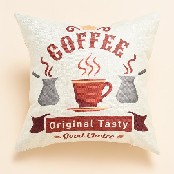 

Coffee Print Cushion Cover Without Filler, Multicolor