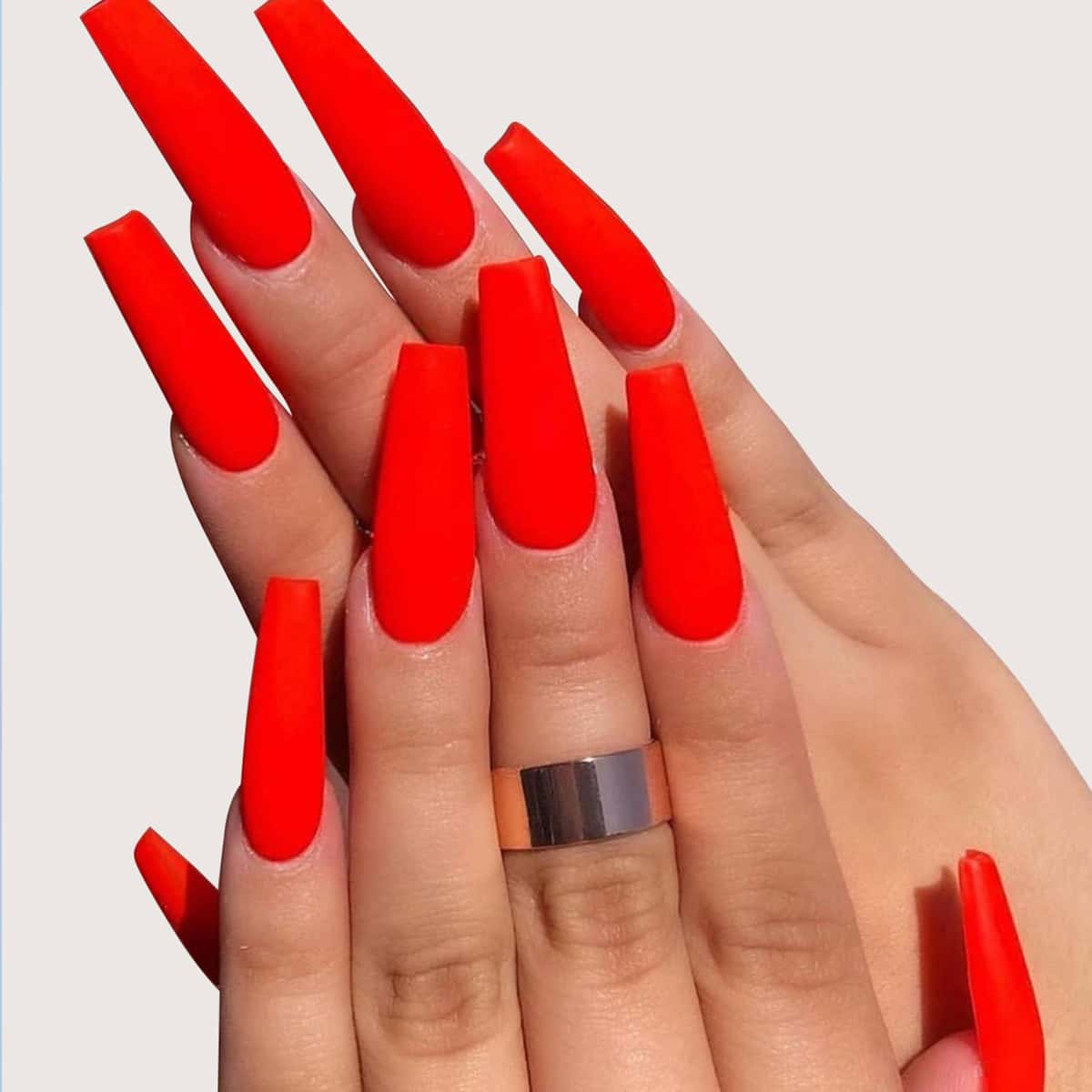 

24pcs Solid False Nail & 1pc Nail File & 1sheet Tape, Red