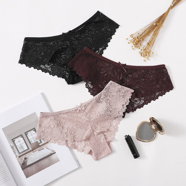

3pack Floral Lace Panty Set, Multicolor