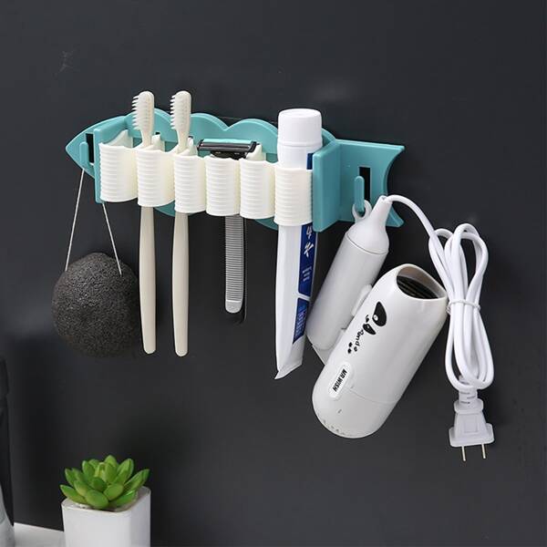 

1pc Suction Cup Multifunction Toothbrush Rack, Blue