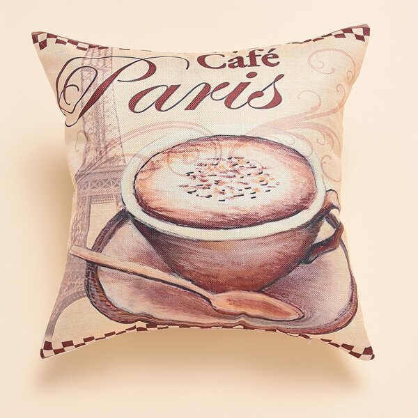 

Coffee Print Cushion Cover Without Filler, Multicolor