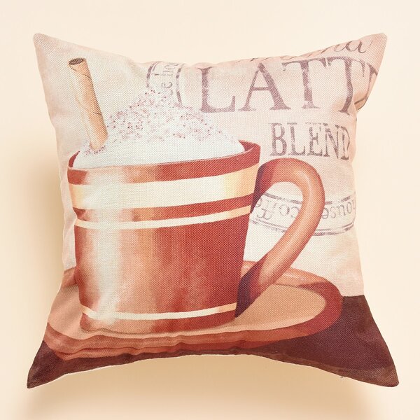 

Coffee Print Cushion Cover Without Filler, Multicolor