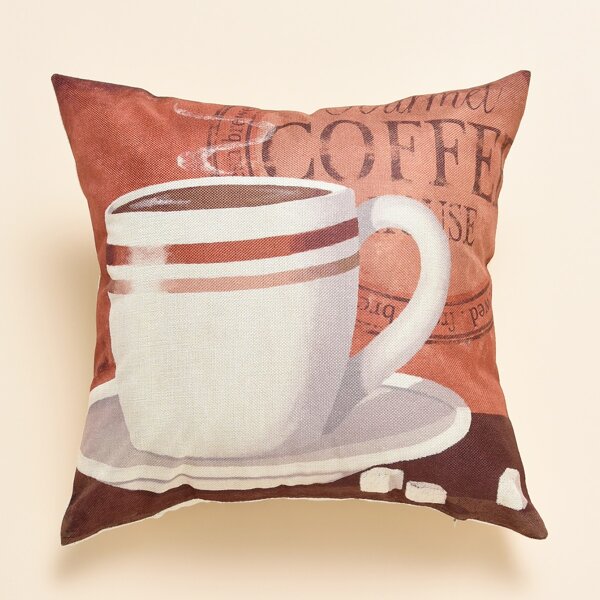 

Coffee Print Cushion Cover Without Filler, Multicolor