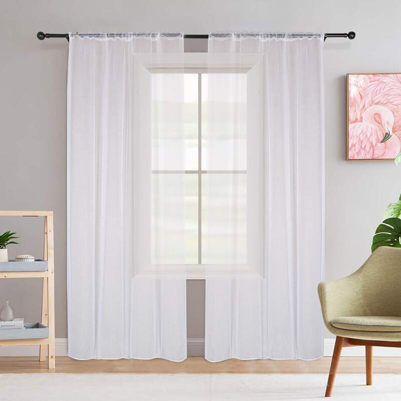 

1pc Solid Color Sheer Curtain, White