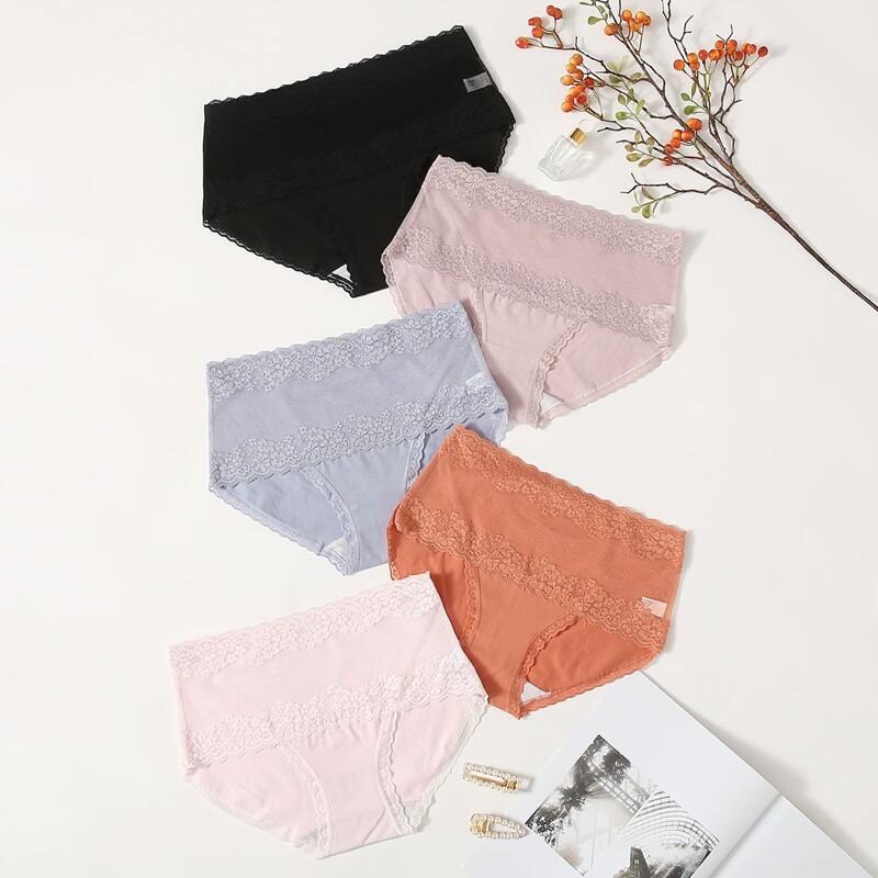 

5pack Lace Trim Panty Set, Multicolor