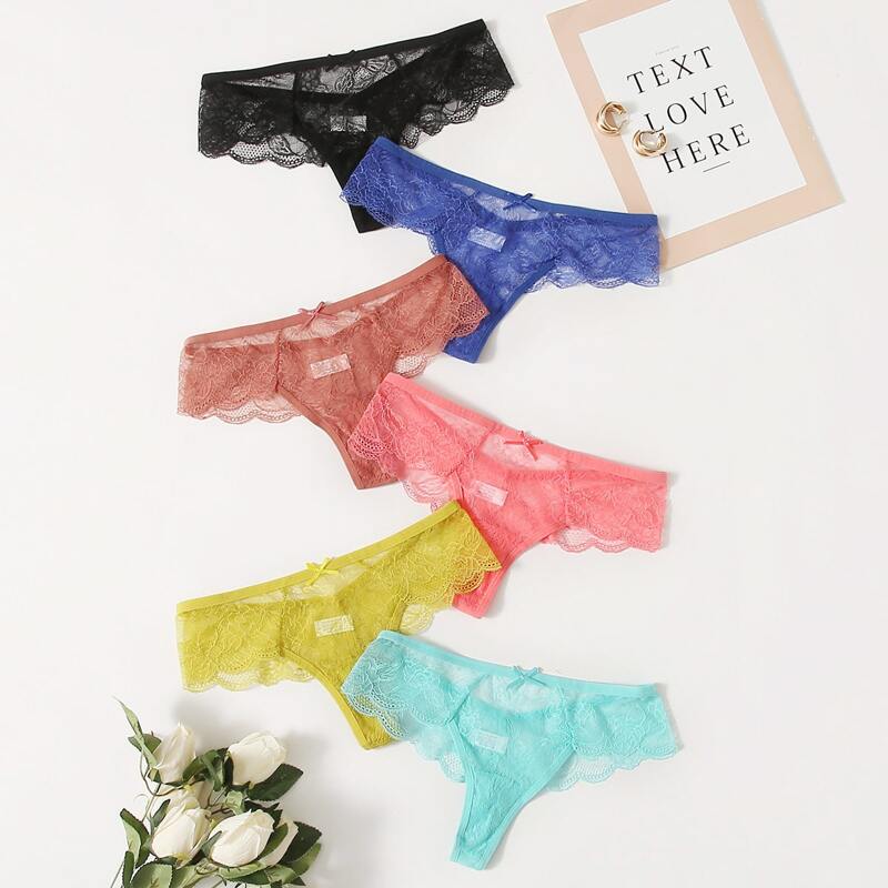 

6pack Scallop Floral Lace Panty Set, Multicolor
