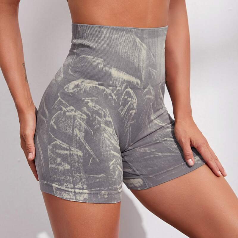 

Tie Dye Wideband Waist Sports Shorts, Grey