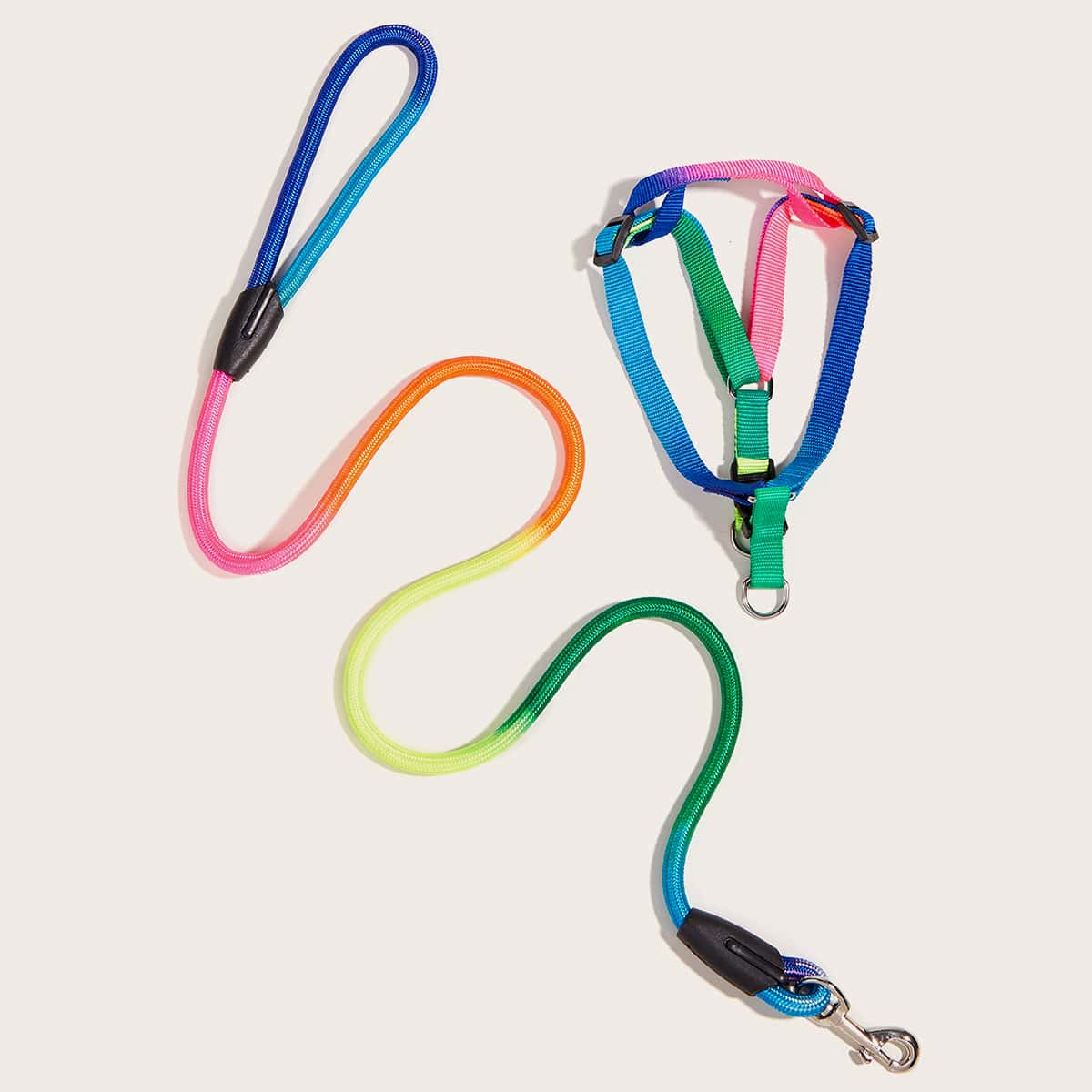 

1pc Dog Colorful Harness & 1pc Leash, Multicolor