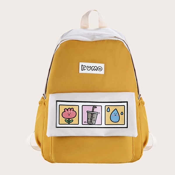 

Cartoon Graphic Backpack, Yellow